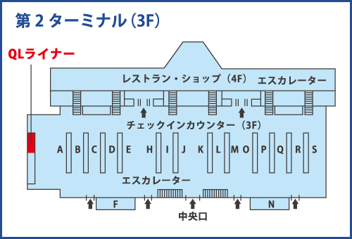 成田第2(3F)出発ロビーQLライナー