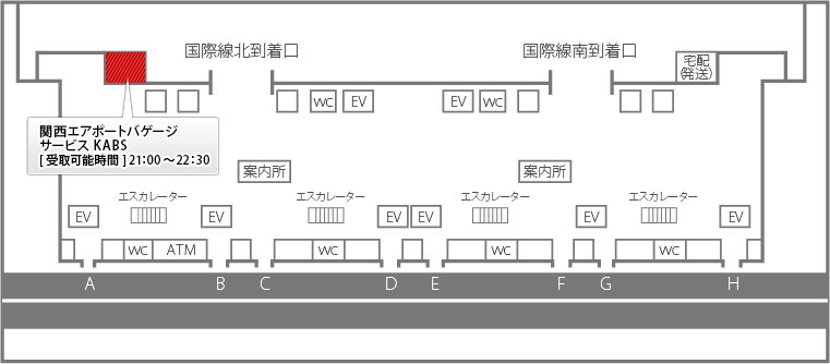 到着ロビー(1F)関西エアポートバゲージサービス KABS