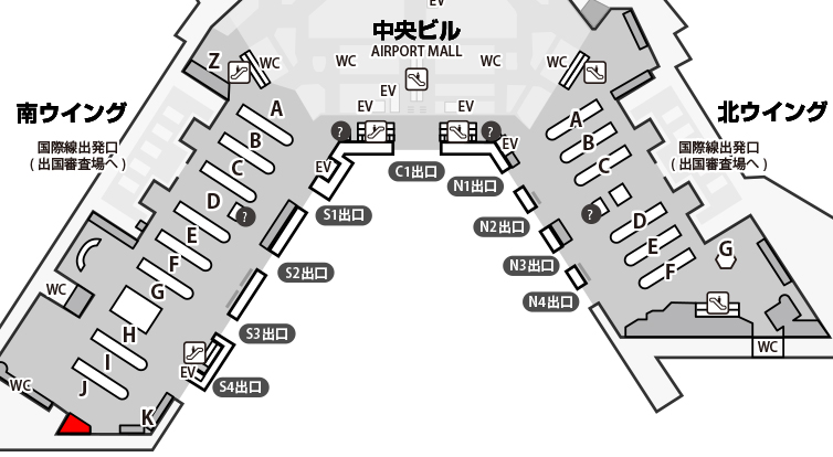 成田第1(4F)出発ロビー南QLライナー