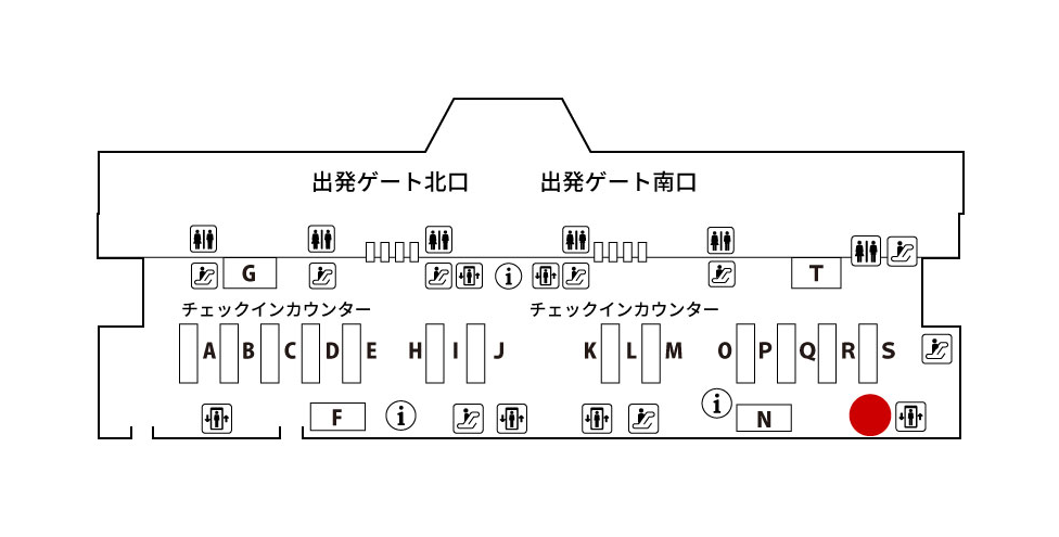 成田第2(3F)出発ロビー JALABC カウンター