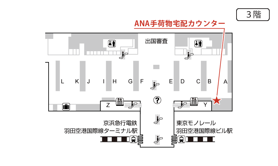 3F 出発ロビーANA手荷物宅配カウンター